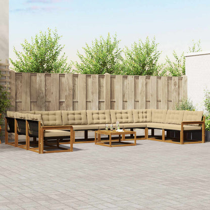 Set di divani da esterno con cuscino 11 pcs Naturale e Beige