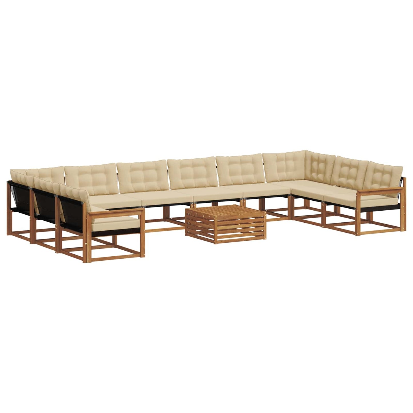 Set di divani da esterno con cuscino 11 pcs Naturale e Beige