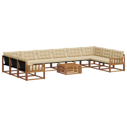 Set di divani da esterno con cuscino 11 pcs Naturale e Beige