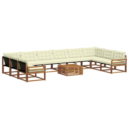 Set di divani da esterno con cuscino 11 pcs Naturale e Crema | homemem39