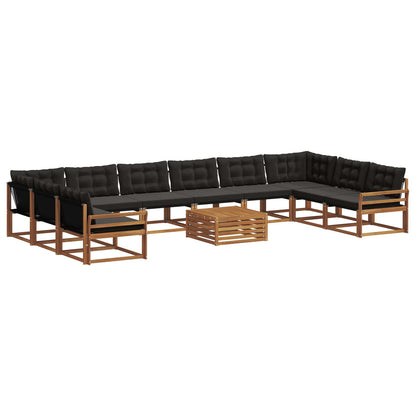 Set di divani da esterno con cuscino 11 pcs Naturale e Nero | homemem39