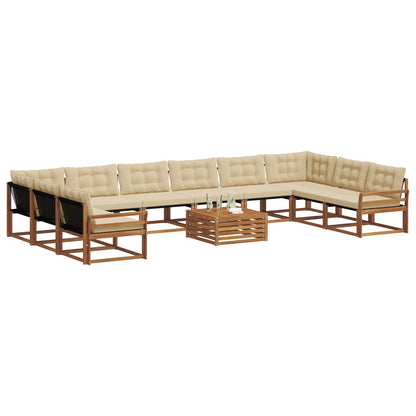 Set di divani da esterno con cuscino 11 pcs Naturale e Beige | homemem39