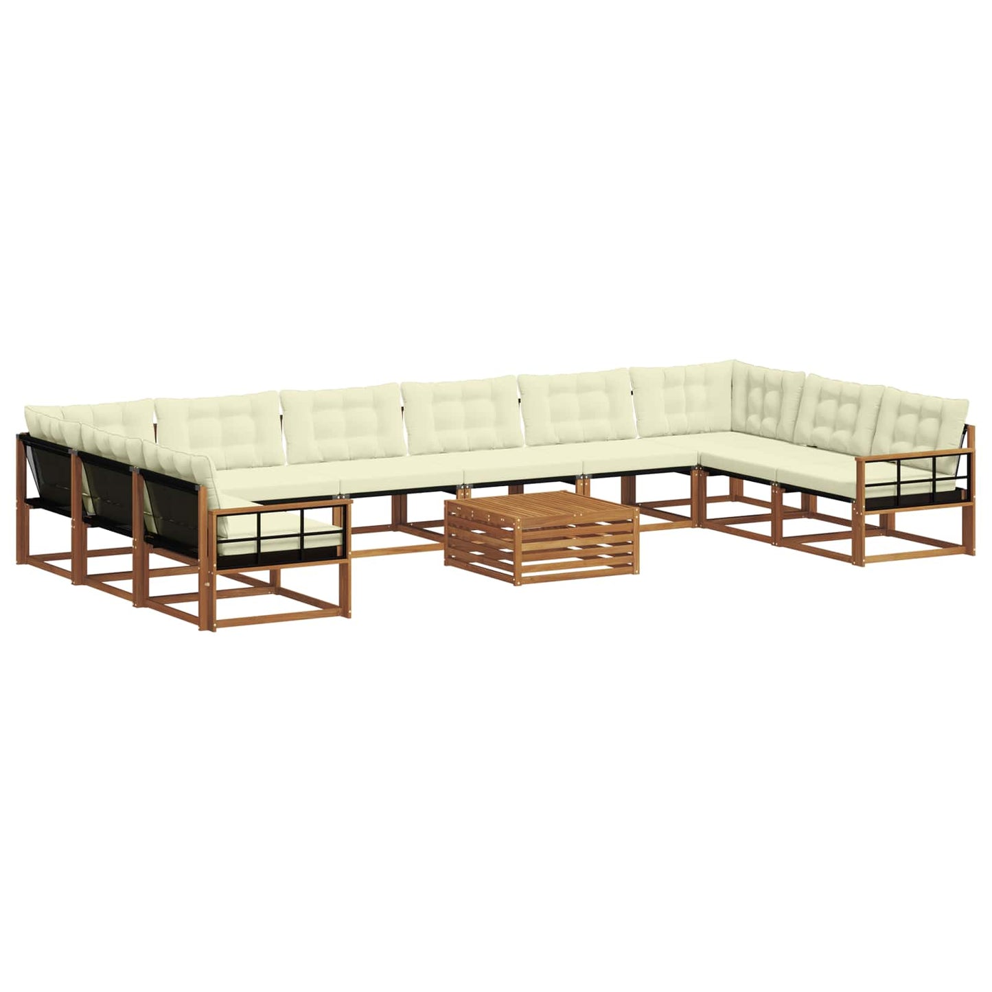 Set di divani da esterno con cuscino 11 pcs Naturale e Crema | homemem39