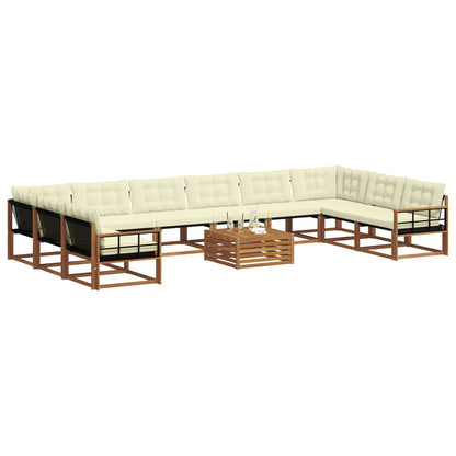 Set di divani da esterno con cuscino 11 pcs Naturale e Crema | homemem39