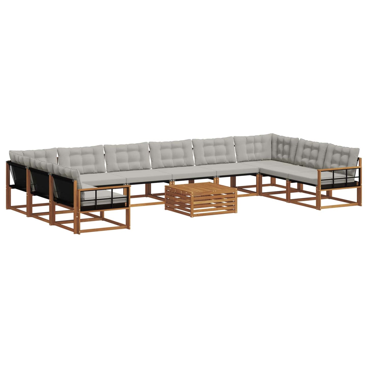 Set di divani da esterno 11 pcs Grigio Naturale e Chiaro | homemem39