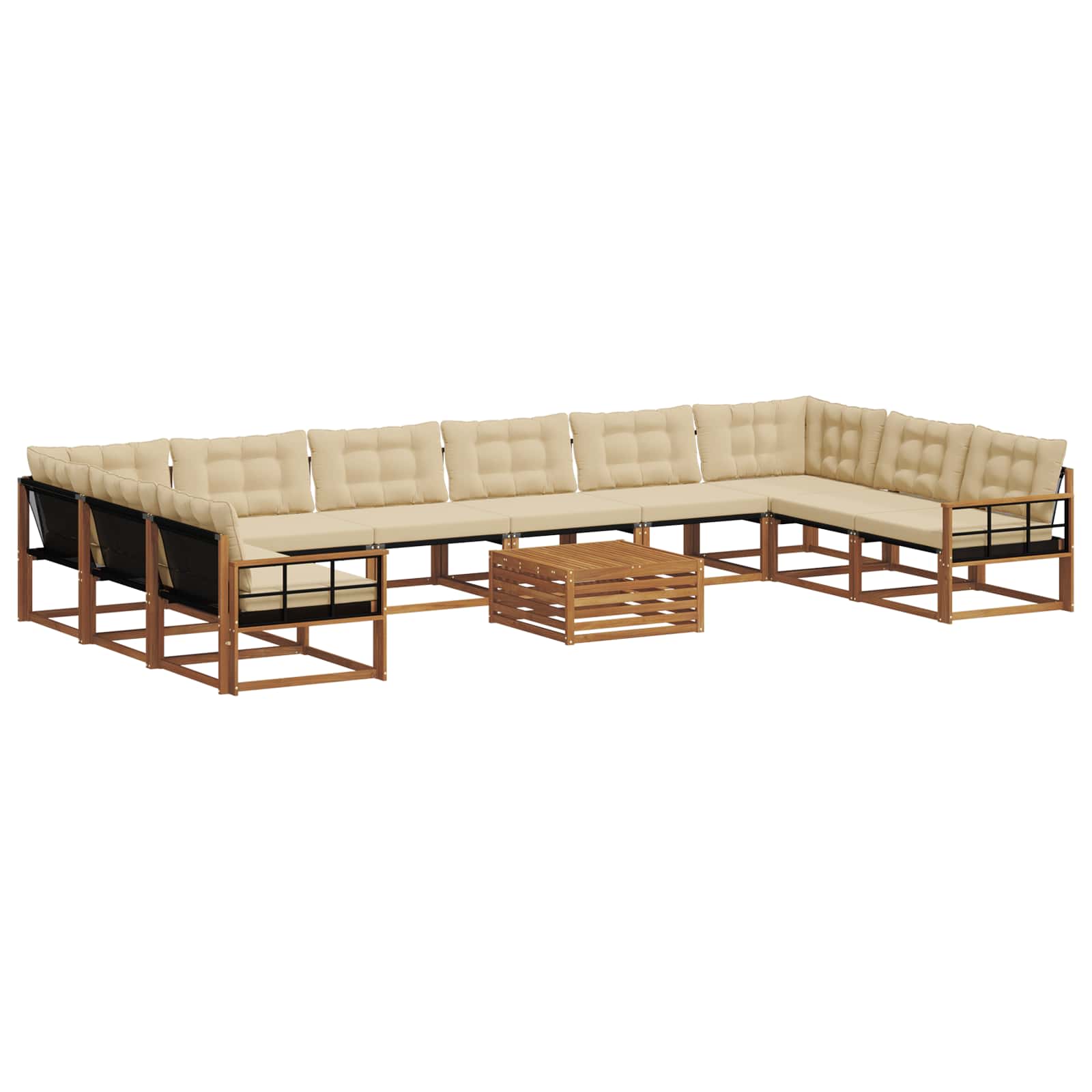 Set di divani da esterno con cuscino 11 pcs Naturale e Beige | homemem39