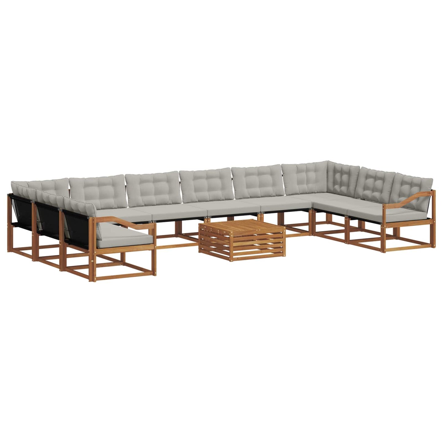 Set di divani da esterno 11 pcs Grigio Naturale e Chiaro