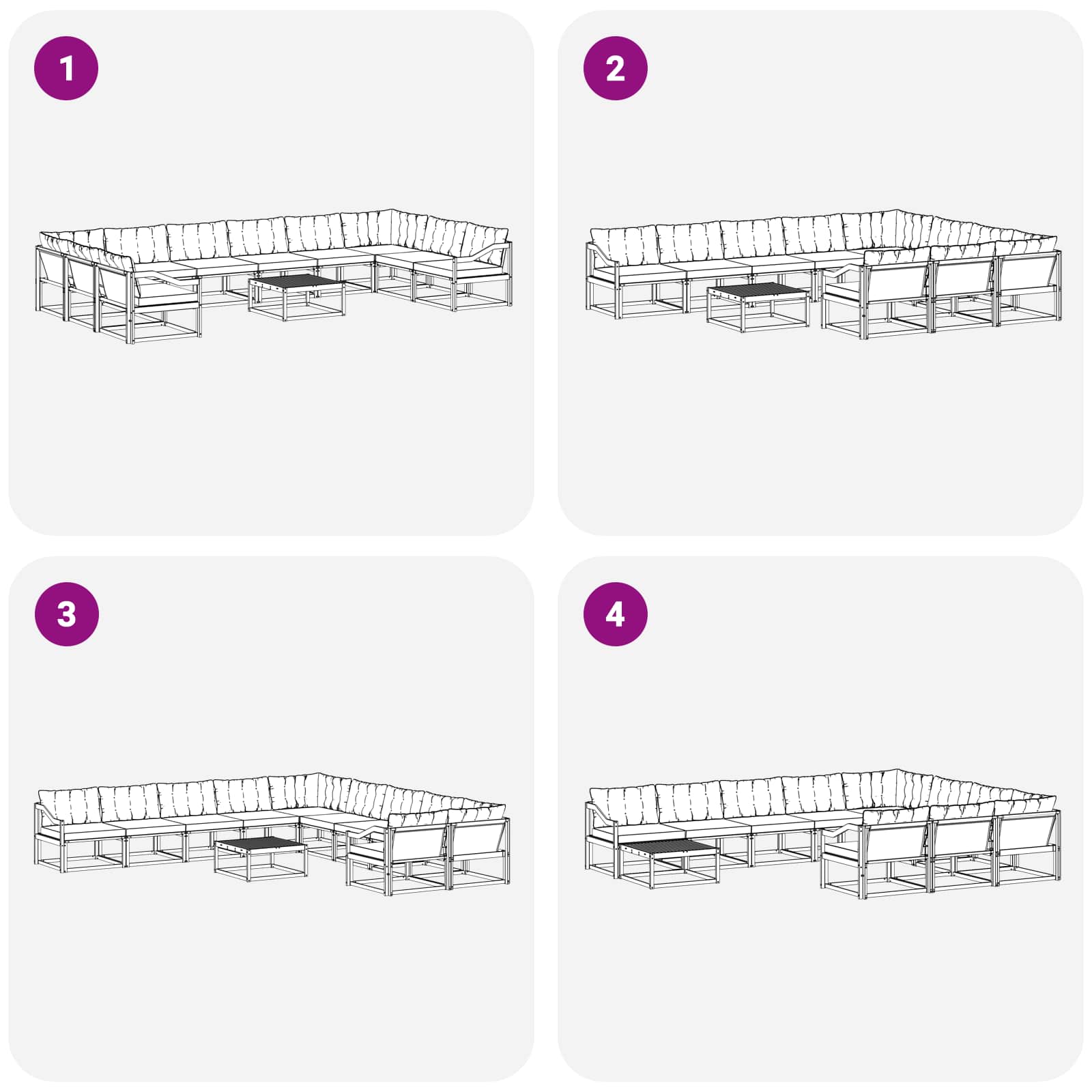 Set di divani da esterno 11 pcs Grigio Naturale e Chiaro | homemem39