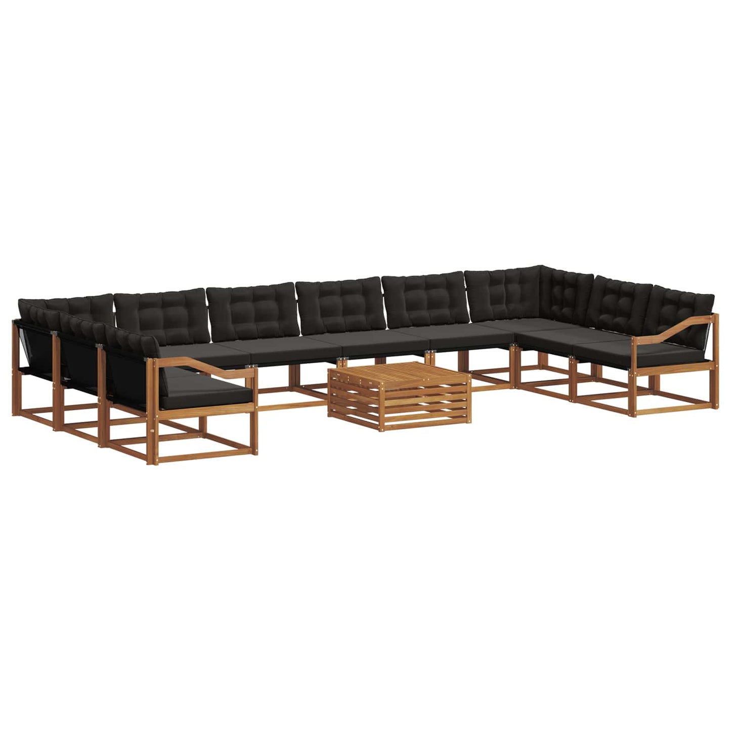 Set di divani da esterno con cuscino 11 pcs Naturale e Nero | homemem39