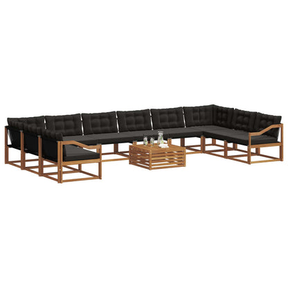 Set di divani da esterno con cuscino 11 pcs Naturale e Nero | homemem39