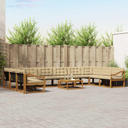 Set di divani da esterno con cuscino 11 pcs Naturale e Beige