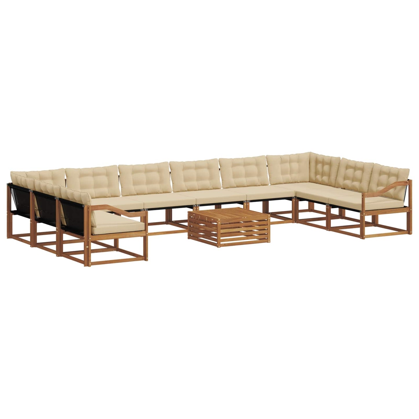 Set di divani da esterno con cuscino 11 pcs Naturale e Beige