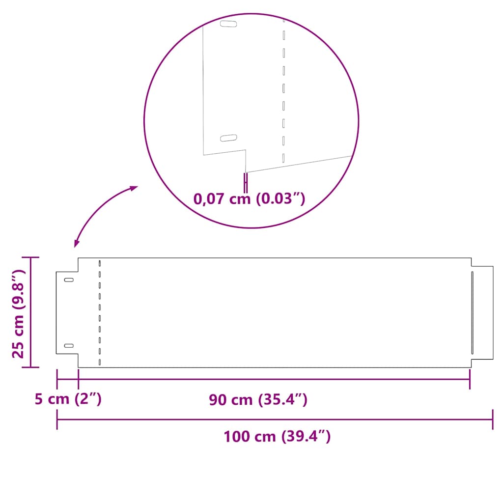 Bordure per prato 30 pcs Argento 100 x 25 x 0,07 cm | homemem39