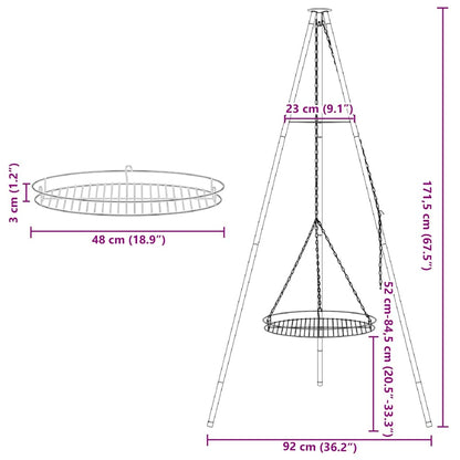 Treppiede da Campeggio 2 pcs Nero Acciaio | homemem39