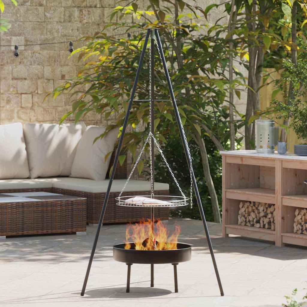 Treppiede da Campeggio 3 pcs Nero Acciaio | homemem39