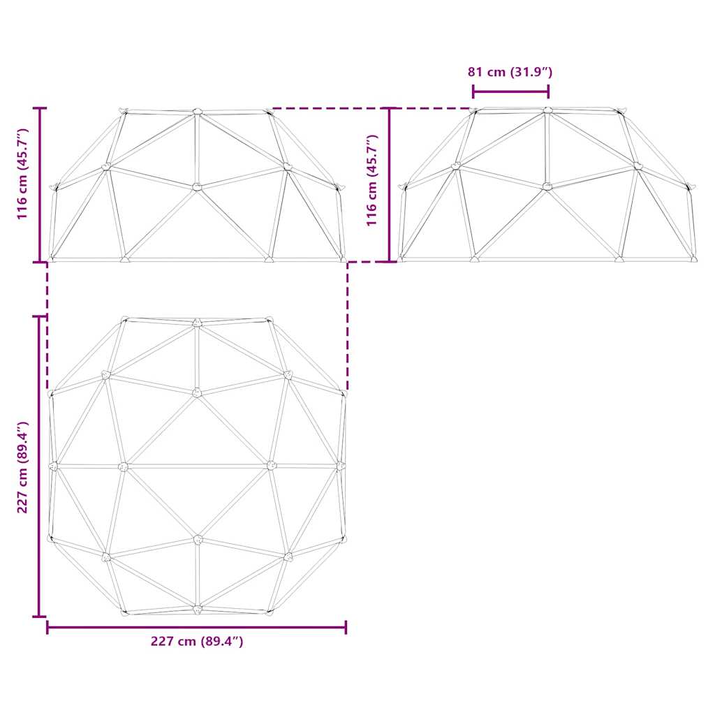 Dome per arrampicata per bambini Blu 8FT senza scivolo Acciaio | homemem39