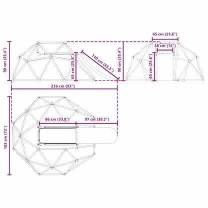 Dome per arrampicata per bambini Blu 6FT con Scivolo Acciaio | homemem39