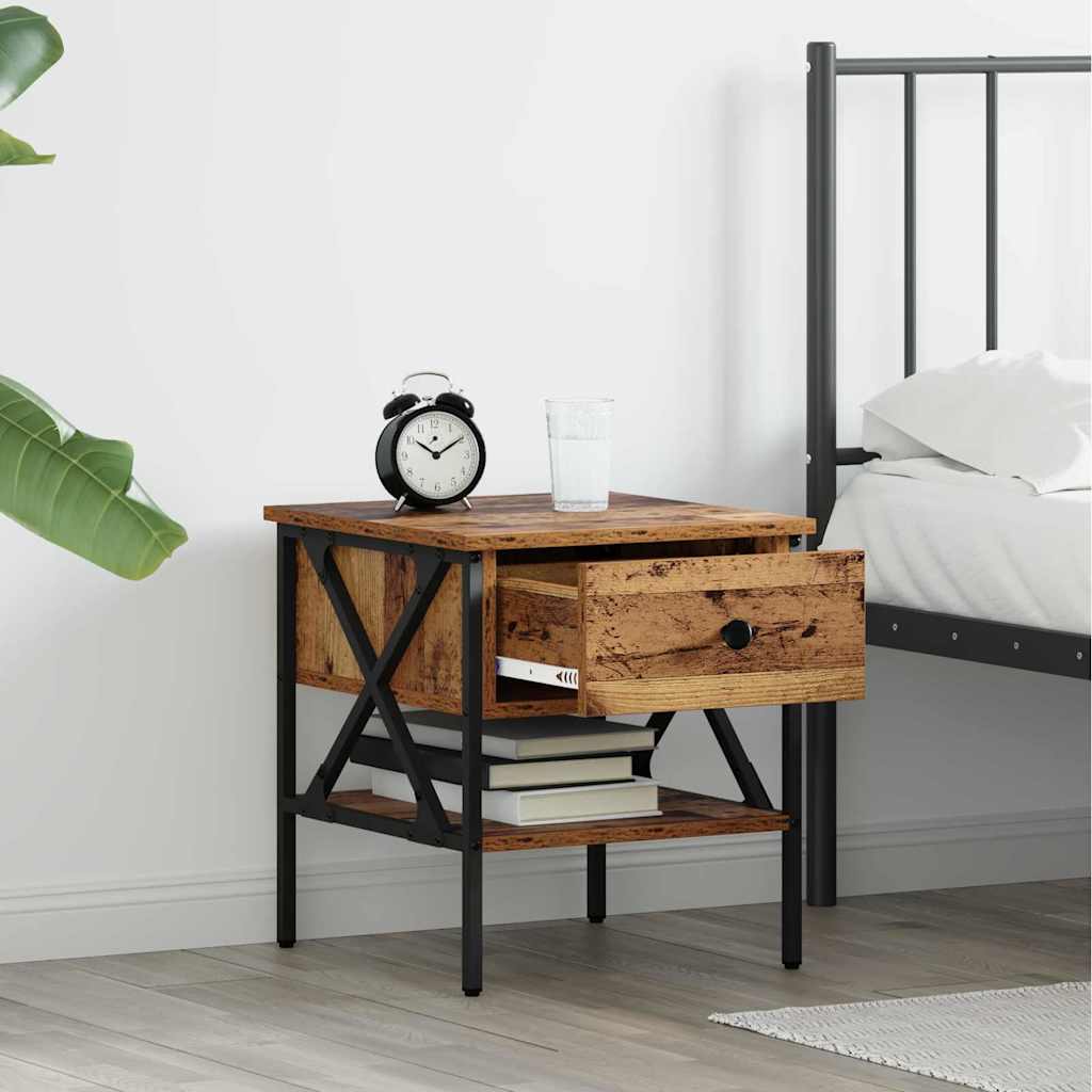 Comodino con cassetto 2 pcs Legno vecchio 40 x 42 x 45 cm | homemem39