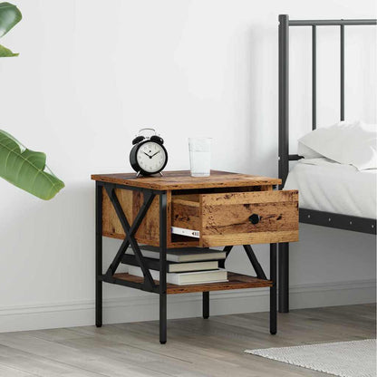 Comodino con cassetto 2 pcs Legno vecchio 40 x 42 x 45 cm | homemem39
