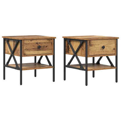 Comodino con cassetto 2 pcs Legno vecchio 40 x 42 x 45 cm | homemem39