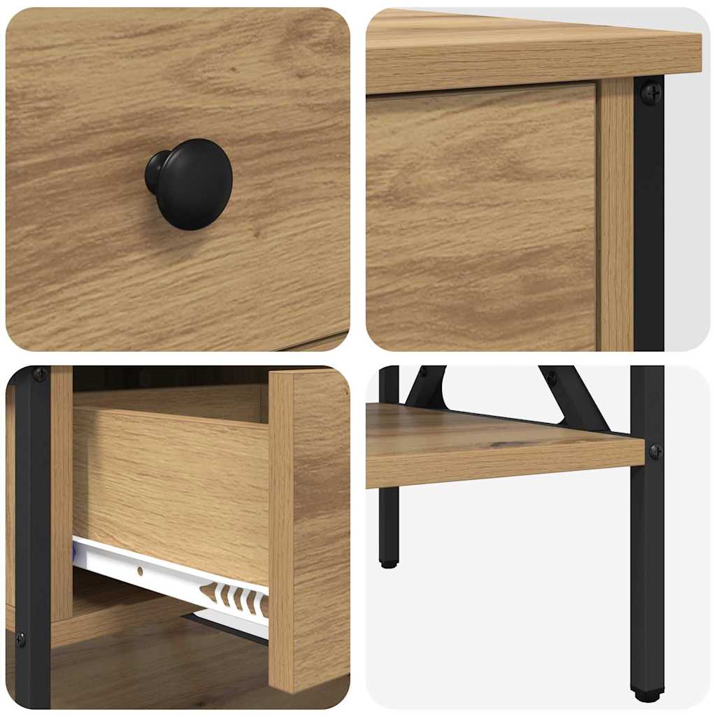 Comodino con cassetto rovere artigianale 40 x 42 x 45 cm | homemem39