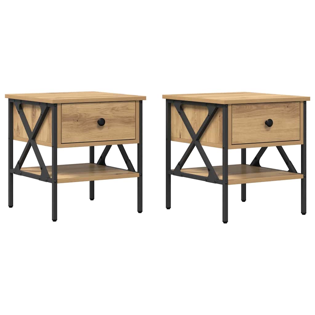 Comodino con cassetto 2 pcs rovere artigianale 40 x 42 x 45 cm | homemem39
