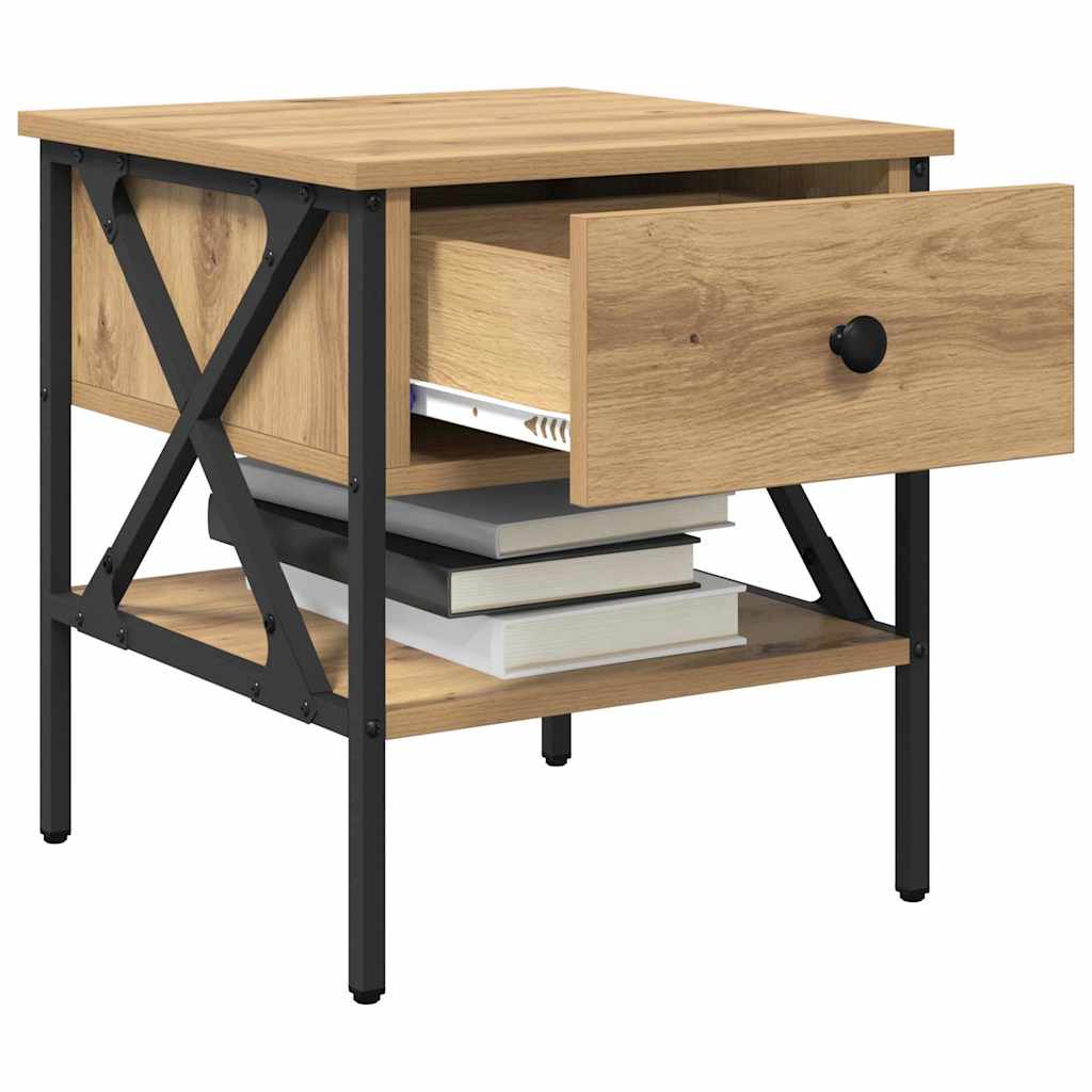 Comodino con cassetto 2 pcs rovere artigianale 40 x 42 x 45 cm | homemem39