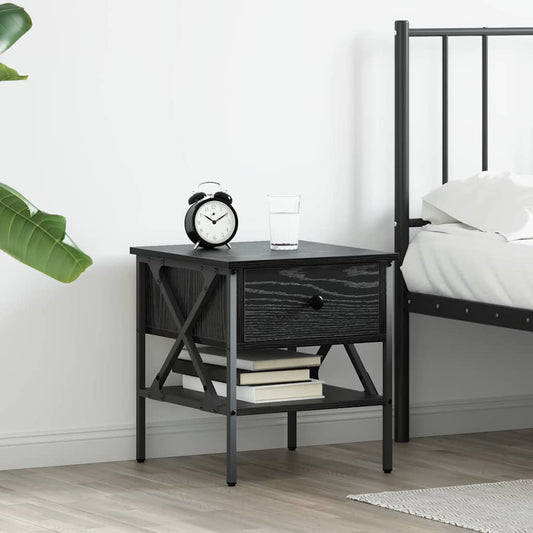 Comodino con cassetto Rovere nero 40 x 42 x 45 cm