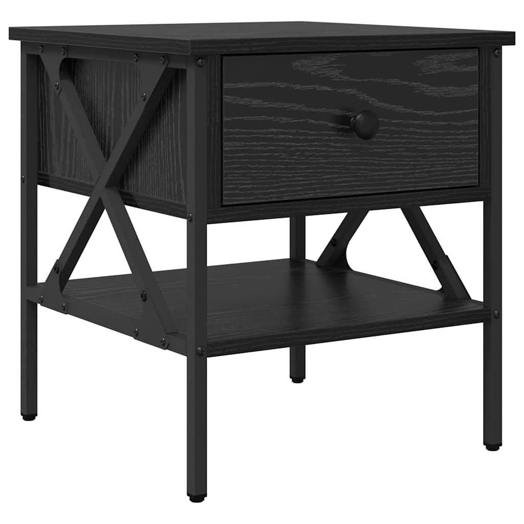 Comodino con cassetto Rovere nero 40 x 42 x 45 cm