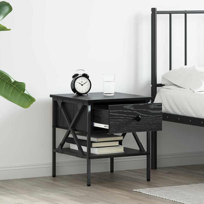Comodino con cassetto 2 pcs Rovere nero 40 x 42 x 45 cm | homemem39