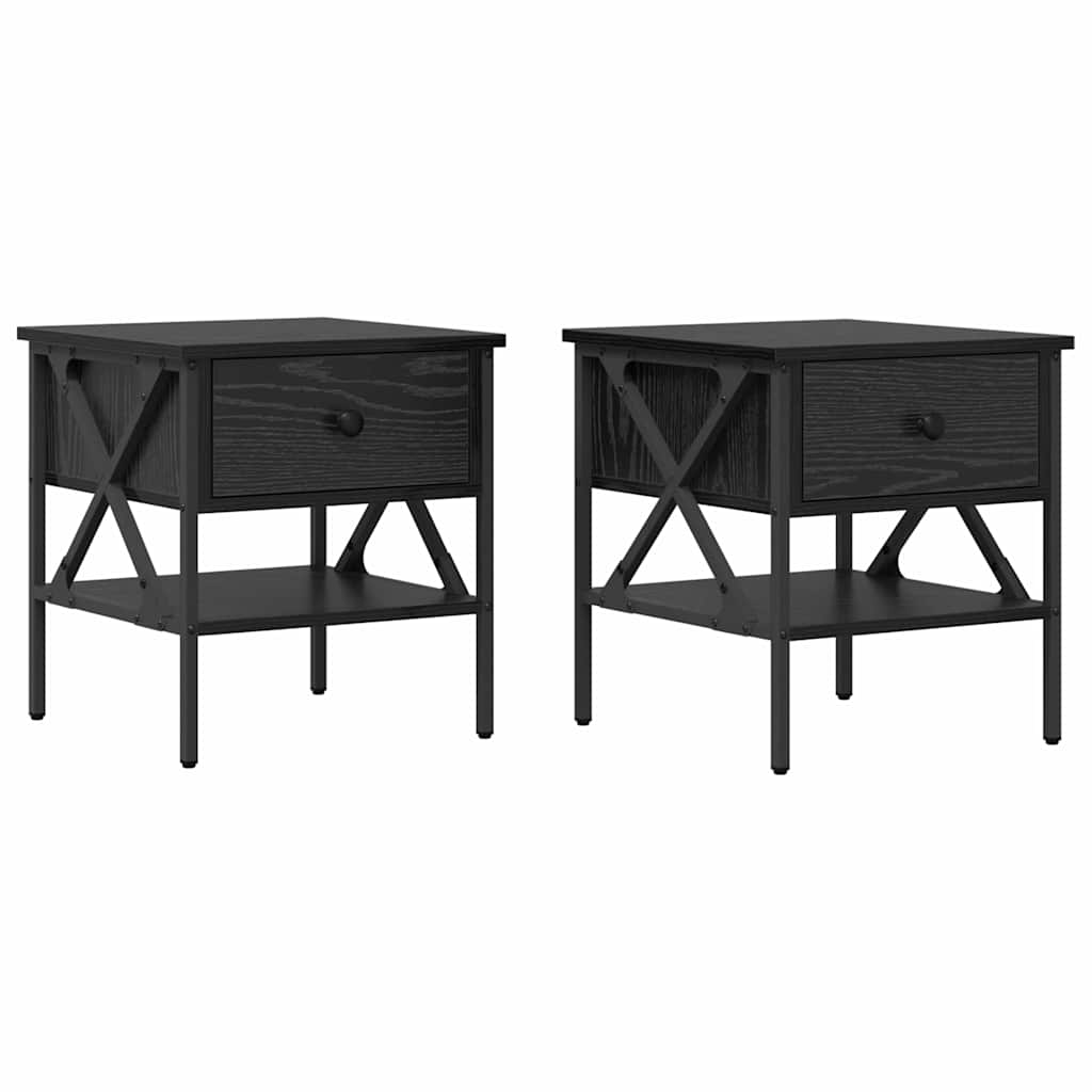 Comodino con cassetto 2 pcs Rovere nero 40 x 42 x 45 cm | homemem39