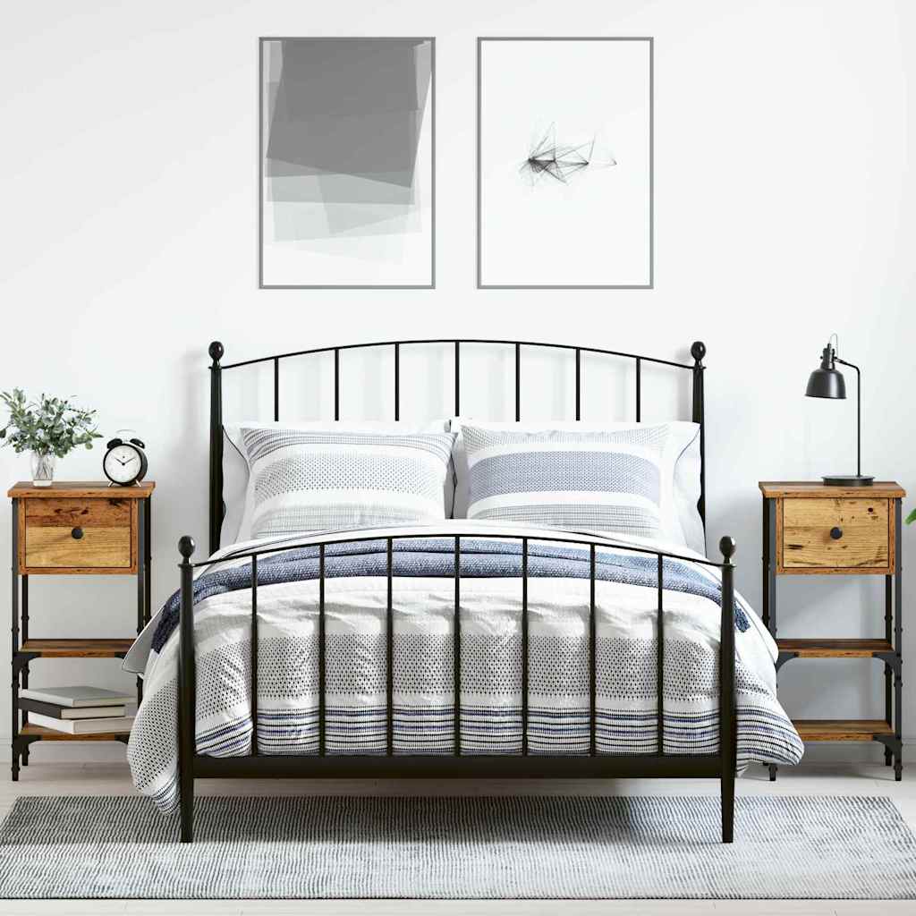 Armadio da Notte con cassetto 2 pcs Marrone 33.5 x 36 x 70 cm