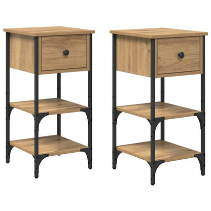 Armadio da Notte con cassetto 2 pcs Marrone 33.5 x 36 x 70 cm