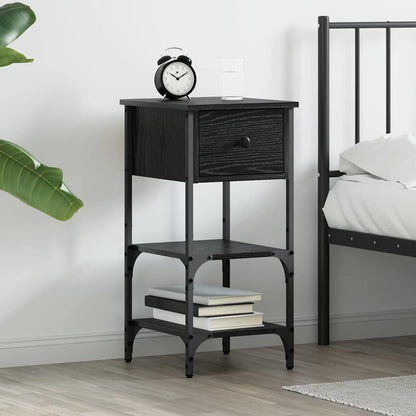 Armadio da Notte con cassetto Rovere Nero 33.5 x 36 x 70 cm