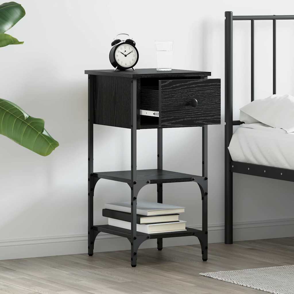 Armadio da Notte con cassetto Rovere Nero 33.5 x 36 x 70 cm | homemem39