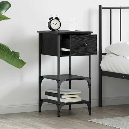 Armadio da Notte con cassetto Rovere Nero 33.5 x 36 x 70 cm | homemem39