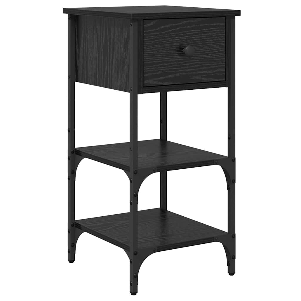 Armadio da Notte con cassetto Rovere Nero 33.5 x 36 x 70 cm | homemem39