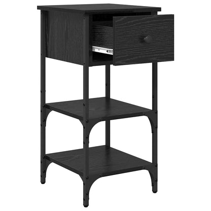 Armadio da Notte con cassetto Rovere Nero 33.5 x 36 x 70 cm | homemem39