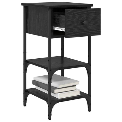 Armadio da Notte con cassetto Rovere Nero 33.5 x 36 x 70 cm
