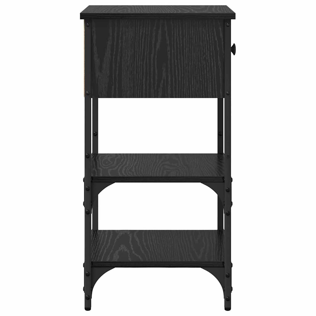 Armadio da Notte con cassetto Rovere Nero 33.5 x 36 x 70 cm | homemem39