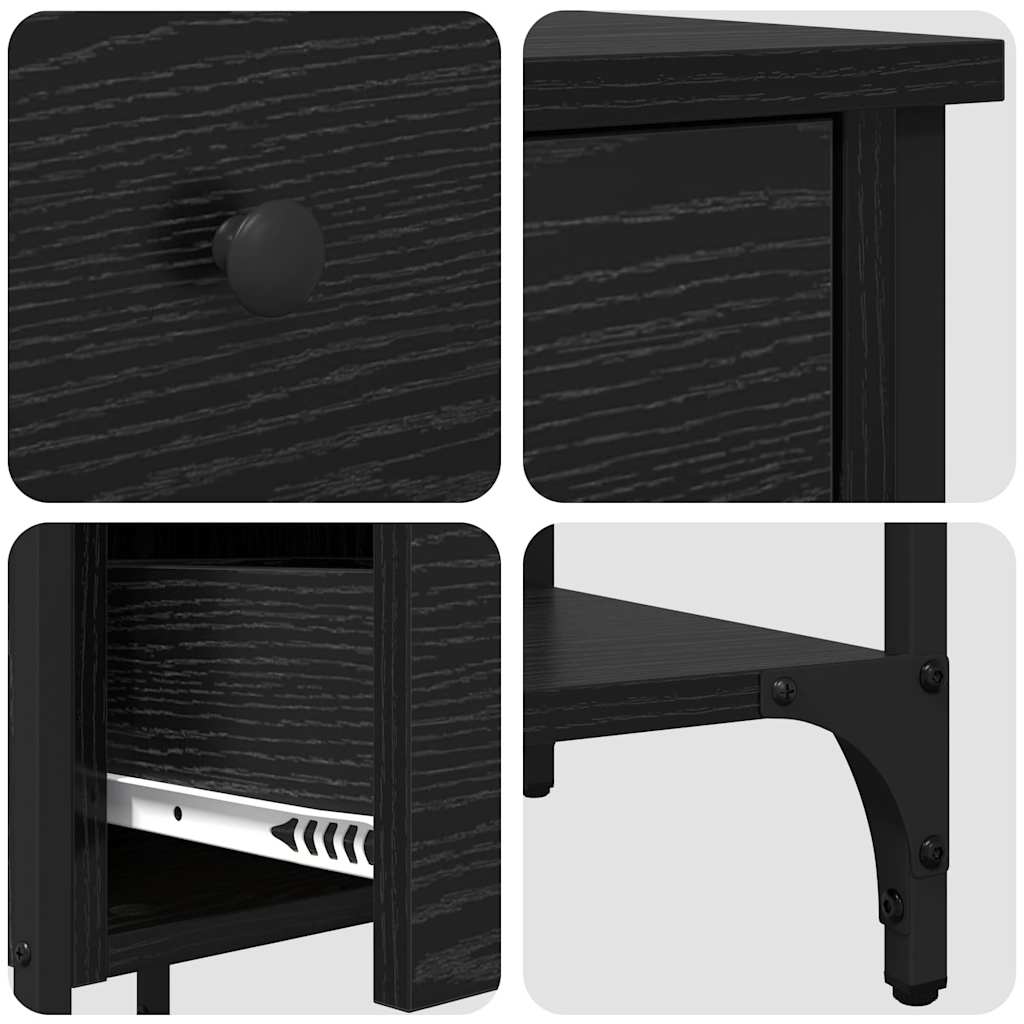 Armadio da Notte 2 pcs Rovere Nero 33.5 x 36 x 70 cm | homemem39
