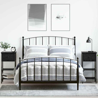 Armadio da Notte 2 pcs Rovere Nero 33.5 x 36 x 70 cm | homemem39