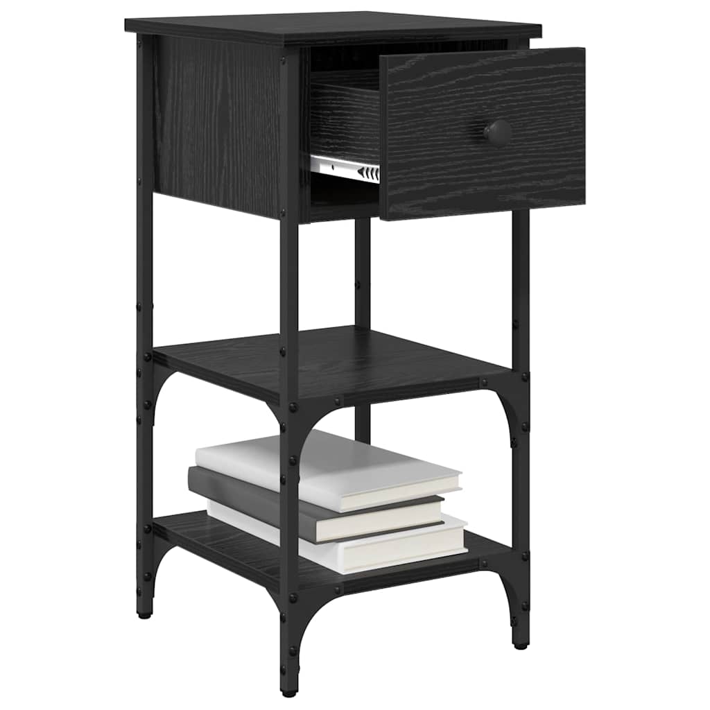 Armadio da Notte 2 pcs Rovere Nero 33.5 x 36 x 70 cm | homemem39