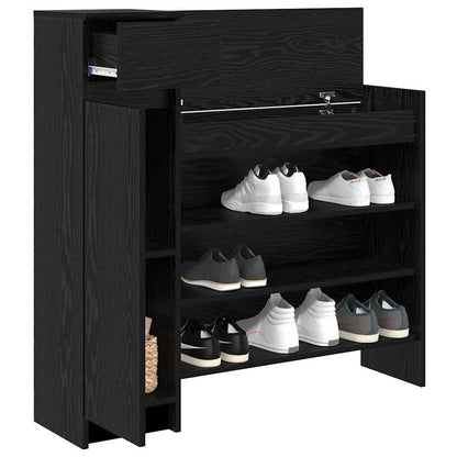 Mobile per scarpe con cassetto Rovere Nero 100,5 x 28 x 100 cm