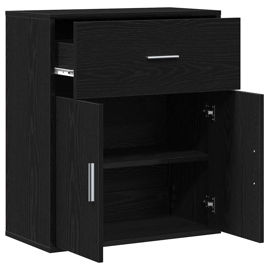 Credenza Rovere Nero 60 x 31 x 70 cm Legno multistrato
