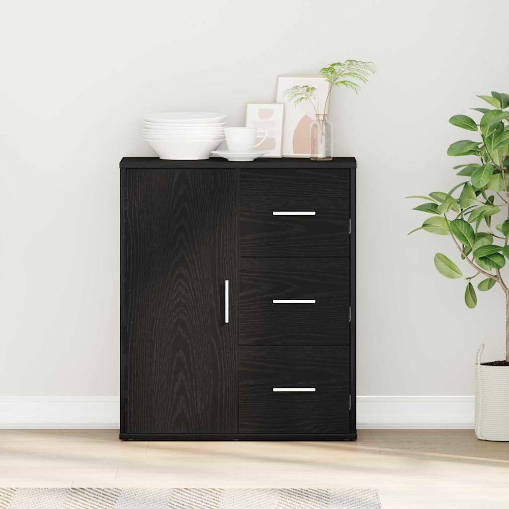 Credenza Rovere Nero 60 x 31 x 70 cm Legno multistrato
