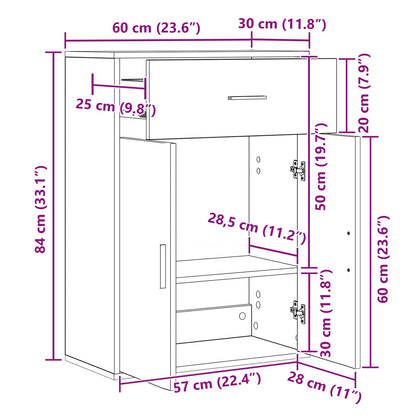 Credenza Rovere artigianale 60 x 30 x 84 cm Legno multistrato