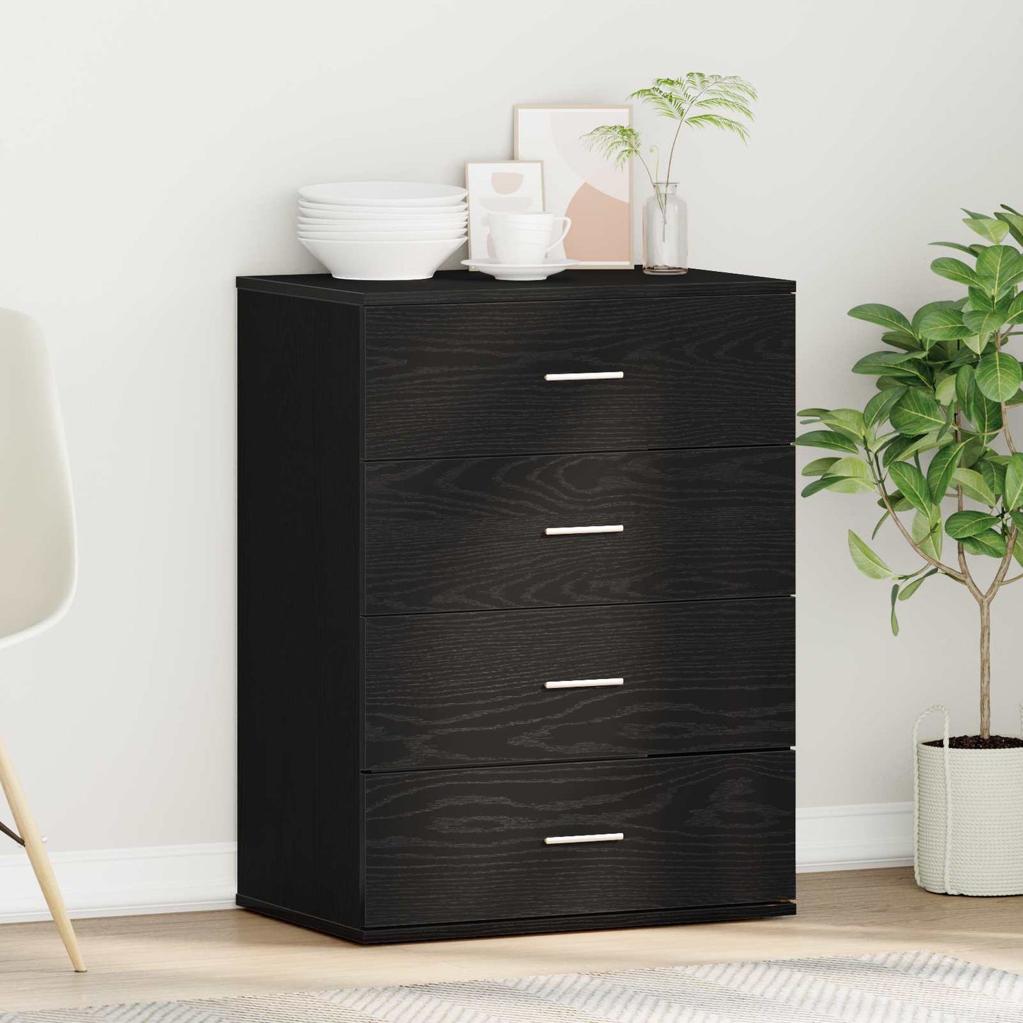 Credenza Rovere Nero 60 x 39 x 80 cm Legno multistrato