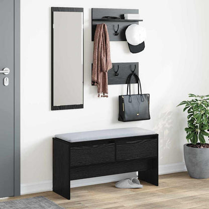 Set mobili da ingresso 4 pcs Rovere Nero Legno multistrato | homemem39