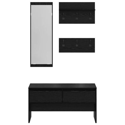 Set mobili da ingresso 4 pcs Rovere Nero Legno multistrato | homemem39